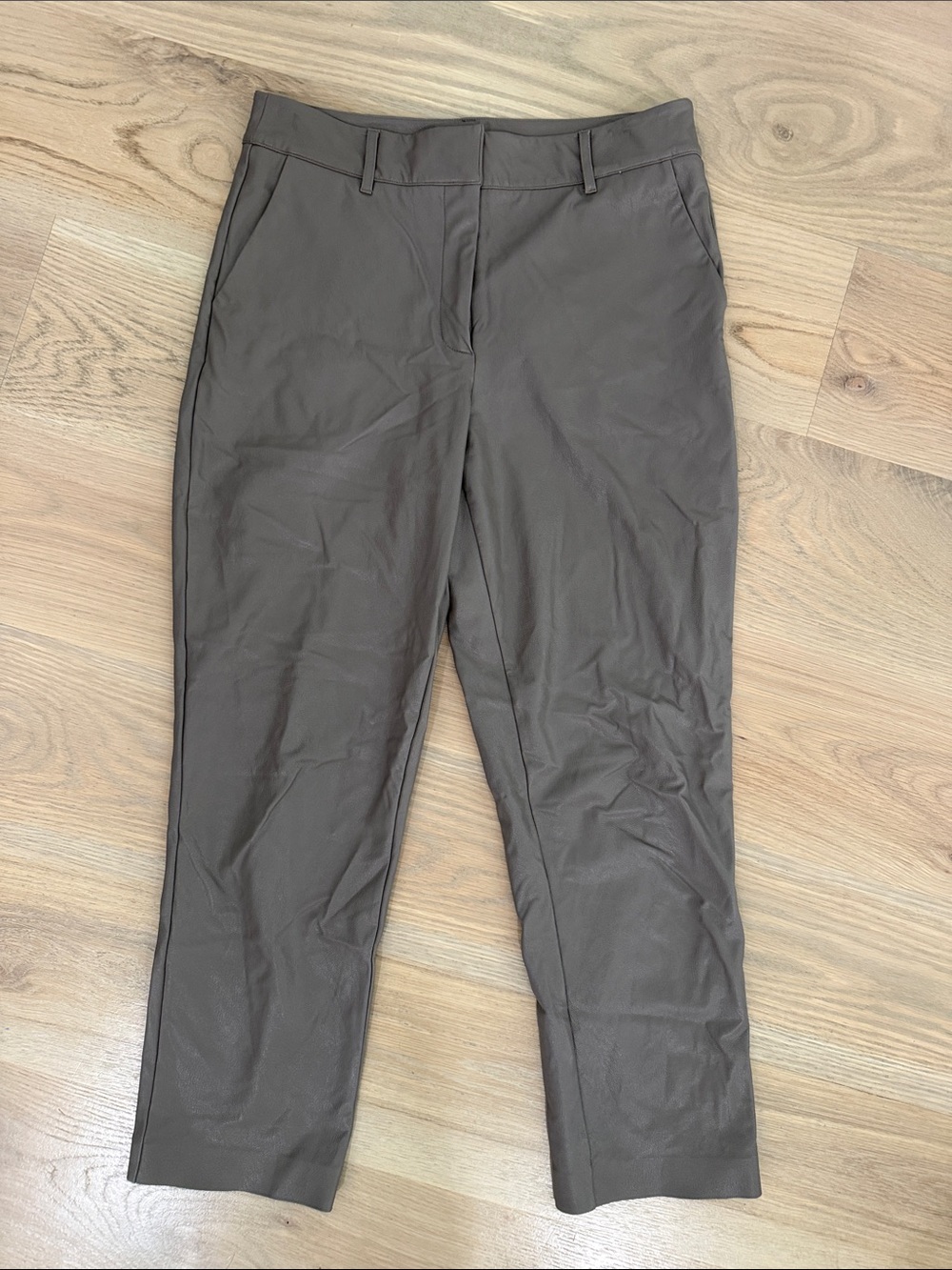Commando Faux Leather Straight Leg Ankle Pants Grey Size M